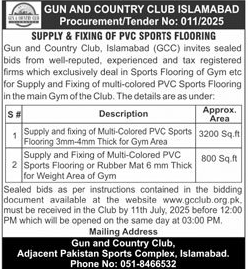 Gun and Country Club Islamabad Tender Notice